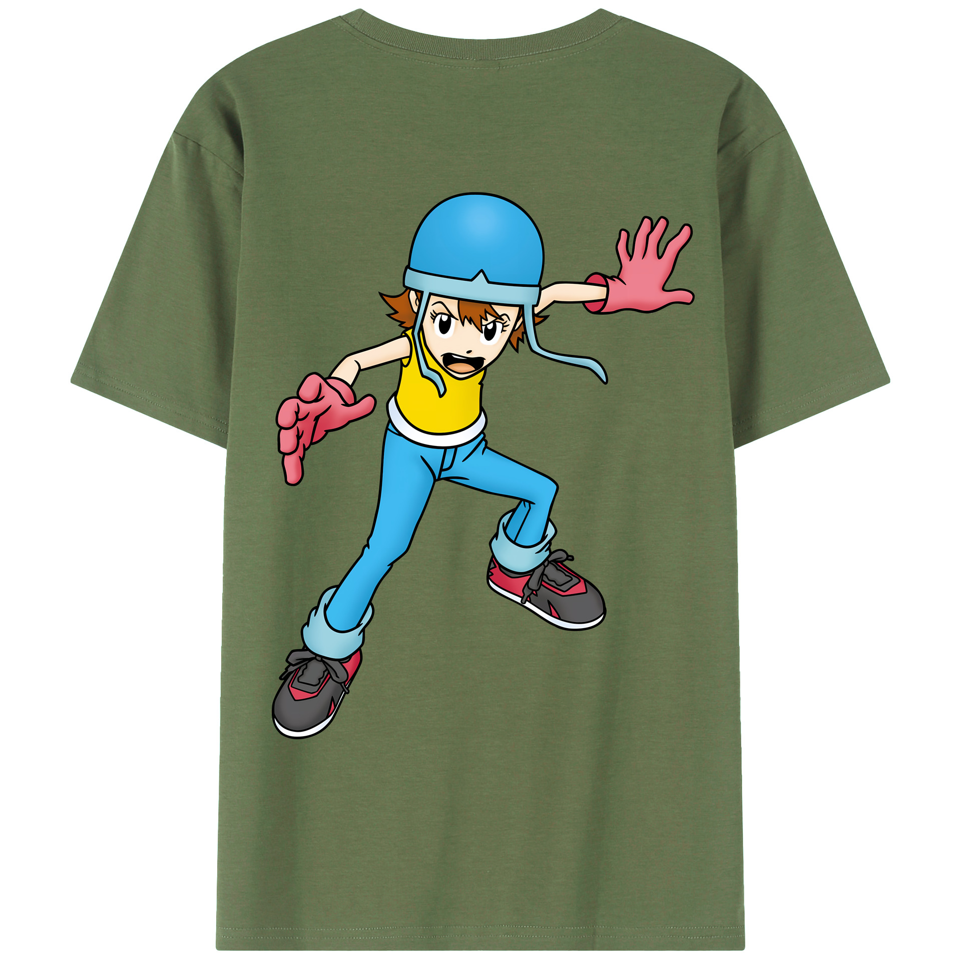 （画像用） Digimon デジタルモンスター/デジモン 綿100％ メンズ半袖Tシャツ（バックプリント） 通気性